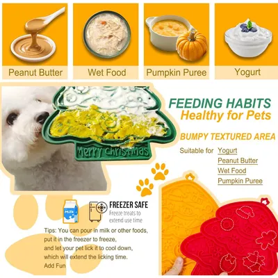 PetTribes Tapis de Léchage Silicone pour Chien et Chat - Arbre de Noël