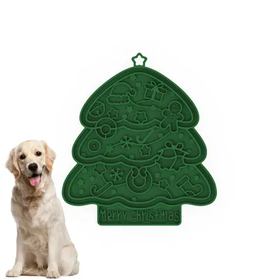 PetTribes Alfombrilla de silicona para lamer perros gatos - Árbol Navidad