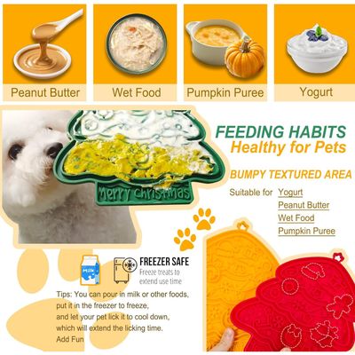 PetTribes Tapis de Léchage Silicone pour Chien et Chat - Arbre de Noël