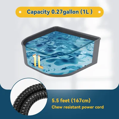 PetTribes Bol d'Eau Chauffant Anti-Gel - 1L pour Chats et Petits Animaux