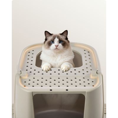 Feandrea Maison de toilette pour Chat avec Pelle et Brosse Jusqu’à 15 kg