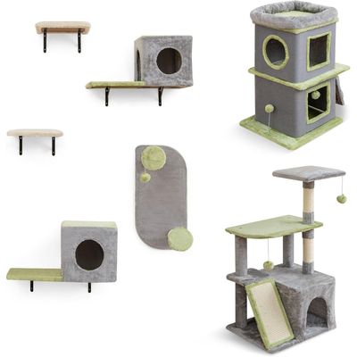 Giantex 3PCS Arbre à Chat,Niche pour Chat à 3 Niveaux Hauteur 94 CM