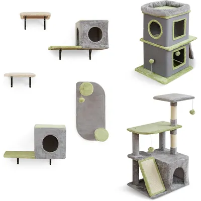 Giantex 3PCS Arbre à Chat,Niche pour Chat à 3 Niveaux Hauteur 94 CM