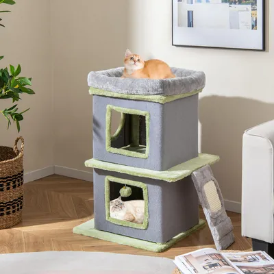 Giantex 3PCS Arbre à Chat,Niche pour Chat à 3 Niveaux Hauteur 94 CM