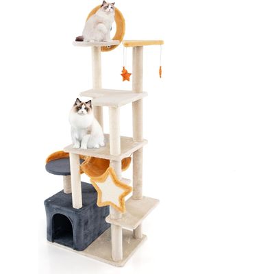 Giantex Arbre a Chat 5 Niveaux 160CM,Griffoirs en Forme d'Etoile de Lune