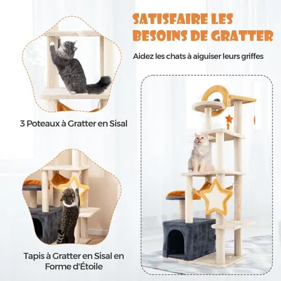 Giantex Arbre a Chat 5 Niveaux 160CM,Griffoirs en Forme d'Etoile de Lune