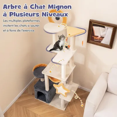 Giantex Arbre a Chat 5 Niveaux 160CM,Griffoirs en Forme d'Etoile de Lune