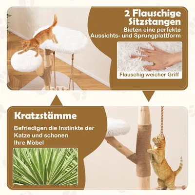 Giantex Kratzbaum mit Hängematte und Schaukel,123cm,4Ebenen,aus Birnenholz Giantex Kratzbaum mit Hängematte und Schaukel,123cm,4Ebenen,aus Birnenholz