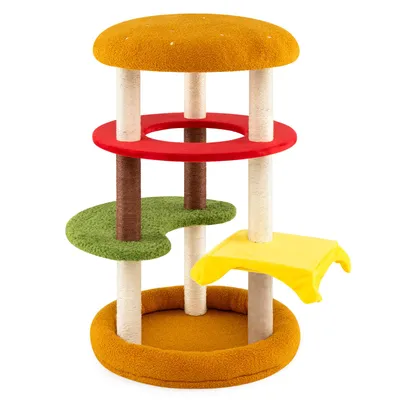 Giantex Hamburger Katzenturm Mit Hängematte Und Sisal-Kratzpfosten Giantex Hamburger Katzenturm Mit Hängematte Und Sisal-Kratzpfosten