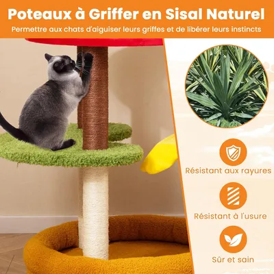 Giantex Arbre à chat Hamburger 117 CM XXL 6 Niveaux avec Perchoir