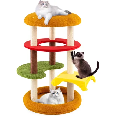 Giantex Arbre à chat Hamburger 117 CM XXL 6 Niveaux avec Perchoir Giantex Arbre à chat Hamburger 117 CM XXL 6 Niveaux avec Perchoir