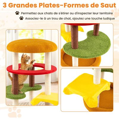 Giantex Arbre à chat Hamburger 117 CM XXL 6 Niveaux avec Perchoir