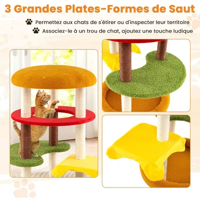 Giantex Arbre à chat Hamburger 117 CM XXL 6 Niveaux avec Perchoir