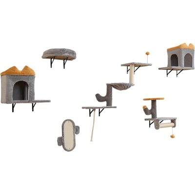 Giantex Arbre à Chat Mural avec Hamac , 2 Griffoirs, 2 Plateformes, 3 Tapis