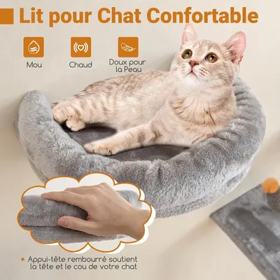 Giantex Arbre à Chat Mural avec Hamac , 2 Griffoirs, 2 Plateformes, 3 Tapis
