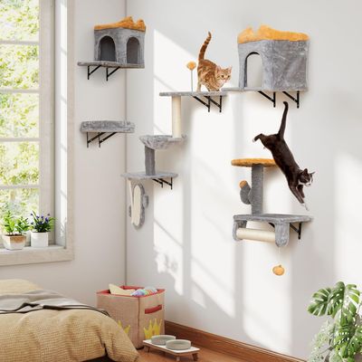 Giantex Arbre à Chat Mural avec Hamac , 2 Griffoirs, 2 Plateformes, 3 Tapis