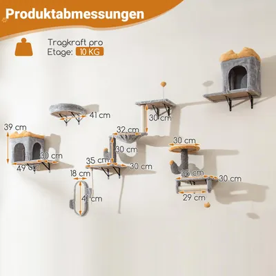Giantex Wand-Kratzbaum Mit Hängematte,2 Kratzflächen,2 Plattformen,3 Matten Giantex Wand-Kratzbaum Mit Hängematte,2 Kratzflächen,2 Plattformen,3 Matten