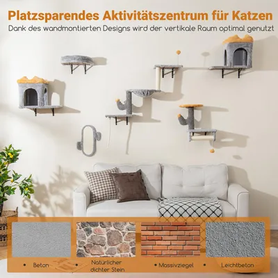 Giantex Wand-Kratzbaum Mit Hängematte,2 Kratzflächen,2 Plattformen,3 Matten Giantex Wand-Kratzbaum Mit Hängematte,2 Kratzflächen,2 Plattformen,3 Matten