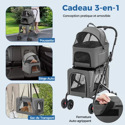 Giantex Poussette Pliable à 2 Niveaux pour Chien Chat 2 Sacs