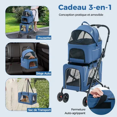 Giantex Poussette Pliable à 2 Niveaux pour Chien Chat 2 Sacs Giantex Poussette Pliable à 2 Niveaux pour Chien Chat 2 Sacs