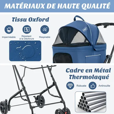 Giantex Poussette Pliable à 2 Niveaux pour Chien Chat 2 Sacs Giantex Poussette Pliable à 2 Niveaux pour Chien Chat 2 Sacs