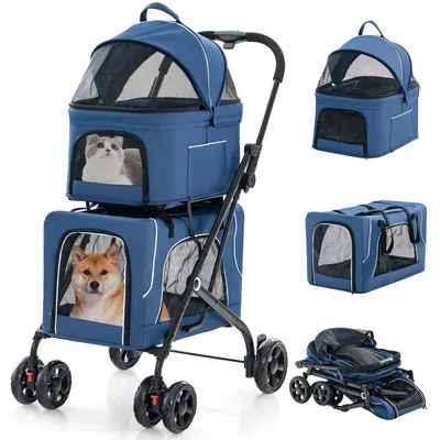 Giantex Poussette Pliable à 2 Niveaux pour Chien Chat 2 Sacs