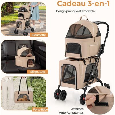 Giantex Poussette Pliable à 2 Niveaux pour Chien Chat 2 Sacs