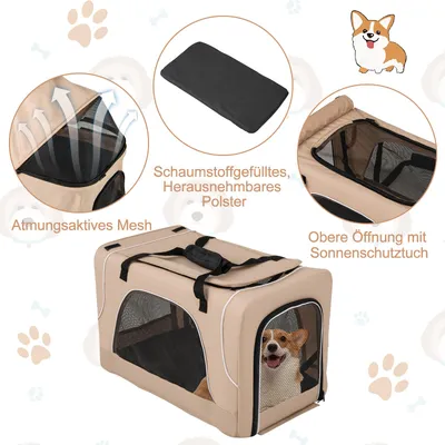 Giantex Zweistöckiger Klappbarer Tiertransportwagen Mit 2 Taschen Giantex Zweistöckiger Klappbarer Tiertransportwagen Mit 2 Taschen