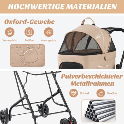 Giantex Zweistöckiger Klappbarer Tiertransportwagen Mit 2 Taschen