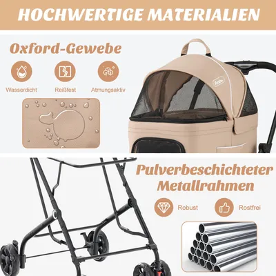 Giantex Zweistöckiger Klappbarer Tiertransportwagen Mit 2 Taschen Giantex Zweistöckiger Klappbarer Tiertransportwagen Mit 2 Taschen