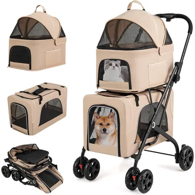 Giantex Zweistöckiger Klappbarer Tiertransportwagen Mit 2 Taschen