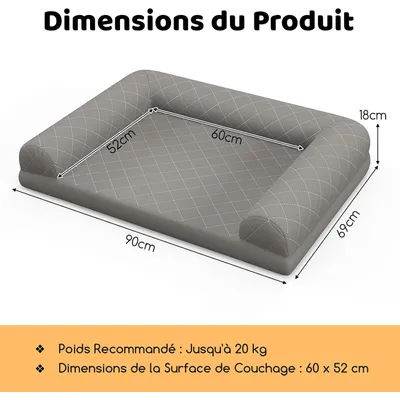 Lit orthopédique en mousse pour chien Giantex avec fond antidérapant