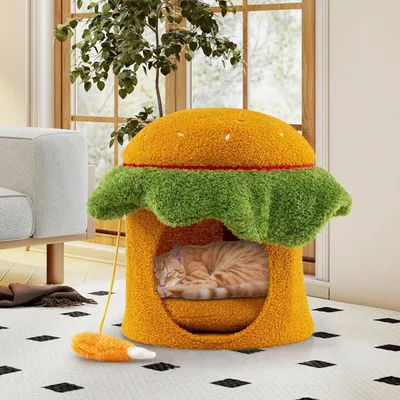Giantex Arbre à chat Hamburger avec perchoir supérieur rembourré et hamac