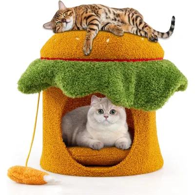 Giantex Hamburger Kratzbaum Mit Gepolsterter Liegefläche Und Hängematte