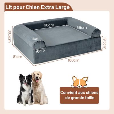 Lit orthopédique pour chien Giantex de grande taille avec housse amovible
