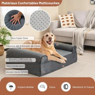 Lit orthopédique pour chien Giantex de grande taille avec housse amovible