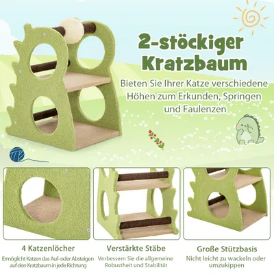 Giantex-Kratzbaum Mit Sisalstangen, Leiter Und Hängendem Ball Giantex-Kratzbaum Mit Sisalstangen, Leiter Und Hängendem Ball
