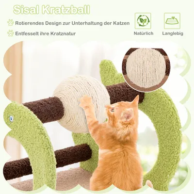 Giantex-Kratzbaum Mit Sisalstangen, Leiter Und Hängendem Ball Giantex-Kratzbaum Mit Sisalstangen, Leiter Und Hängendem Ball