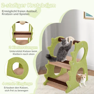 Giantex-Kratzbaum Mit Sisalstangen, Leiter Und Hängendem Ball Giantex-Kratzbaum Mit Sisalstangen, Leiter Und Hängendem Ball