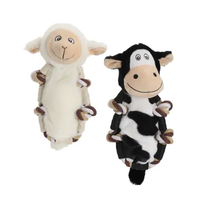Mon Ami Luki - Jouet peluche et corde forme vache et mouton