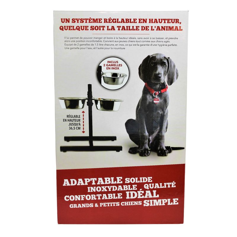 Mon Ami Luki - Support réglable hauteur avec 2 gamelles