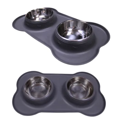 Tapis silicone antidérapant - gamelles en inox