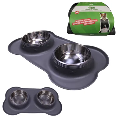 Tapis silicone antidérapant - gamelles en inox