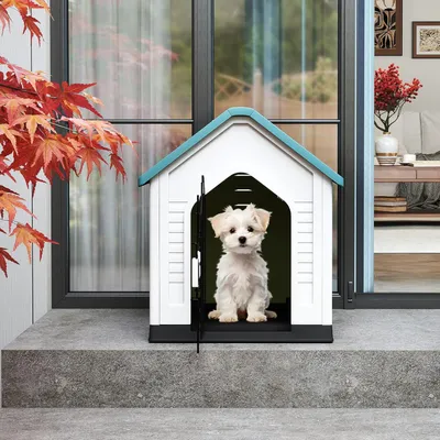 Giantex Niche pour Chien Extérieur 67×52×60CM,Porte Grillagée,Toit Incliné