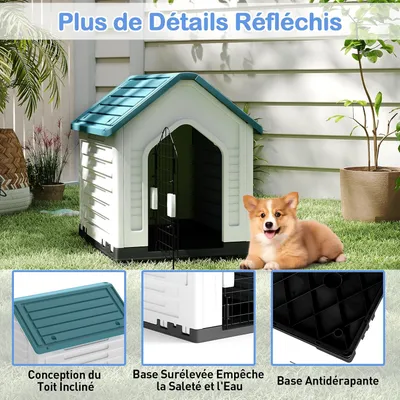 Giantex Niche pour Chien Extérieur 67×52×60CM,Porte Grillagée,Toit Incliné