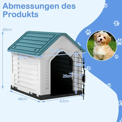 Giantex Wetterfeste Hundehütte Mit Gittertür Erhöhtem Boden Und Belüftung