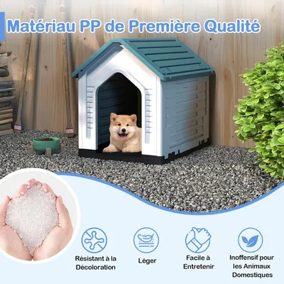 Giantex Niche pour Chien Extérieur 67×52×60CM,Porte Grillagée,Toit Incliné