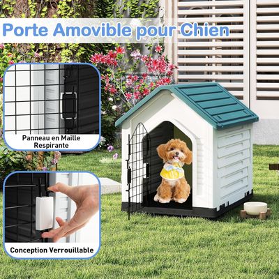 Giantex Niche pour Chien Extérieur 67×52×60CM,Porte Grillagée,Toit Incliné