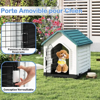 Giantex Niche pour Chien Extérieur 67×52×60CM,Porte Grillagée,Toit Incliné