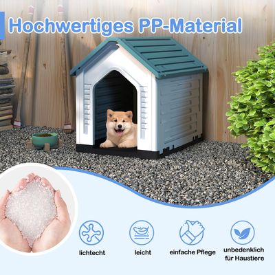 Giantex Wetterfeste Hundehütte Mit Gittertür Erhöhtem Boden Und Belüftung